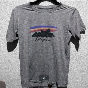 Patagonia Heather Gray Tee with Multicolor Graphic Size XS‎